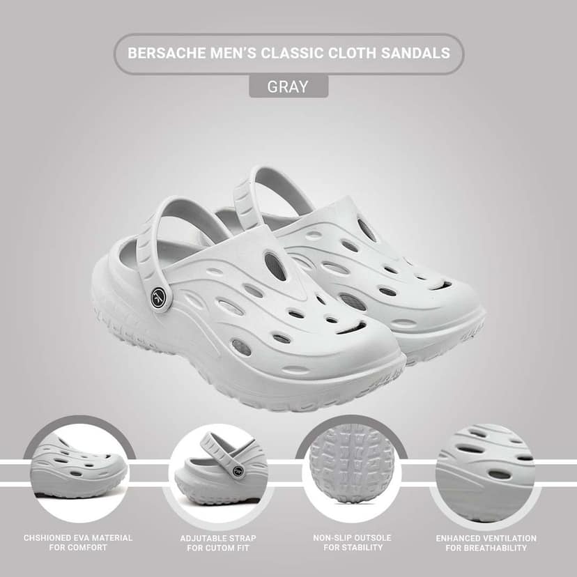 Bersache Extra Soft Classic Casual with Back Strap Regular wear with Ultra Soft & Flexibility Technology Clog for Men's view 5