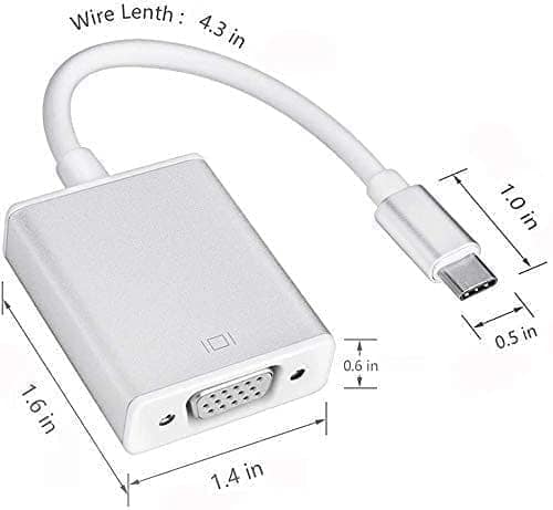 Type-C to VGA Adapter 1080P Converter for Mac Book Series, Chrome Book Pixel, Surface Book and More (Silver) view 2