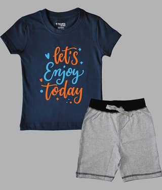 ETCHED DESIGN Pack of 1 Boys Cotton T-Shirt & Shorts Set ( Multicolor )