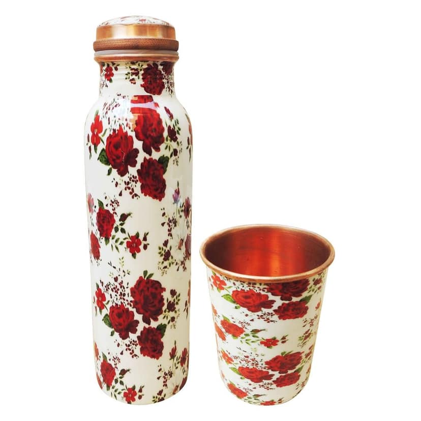 Copper Bottle & 2 Glass Set | Pure Ayurvedic Drinking Water Set , Height : 3.8 Inch (BCMAS143 E) view 3