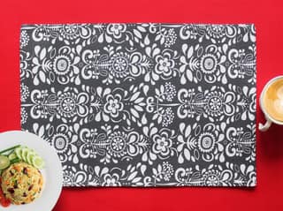 Airwill, Cotton Damask Pattern Dining Table Placemats, 33x48cms (Grey) - Pack of 4 pcs