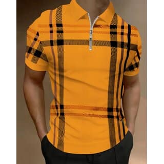 AUSK Mens Casual Printed Cotton Blend Mustard & Black Summer wear Co-ords set of T-Shirt & Trakpant view 2