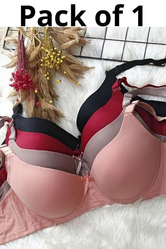 ELVEN Super Smooth Lycra Padded Women Bra | Wireless T-Shirt Bra | Full Coverage Seamless Bra | Random Colour | Pack of 1