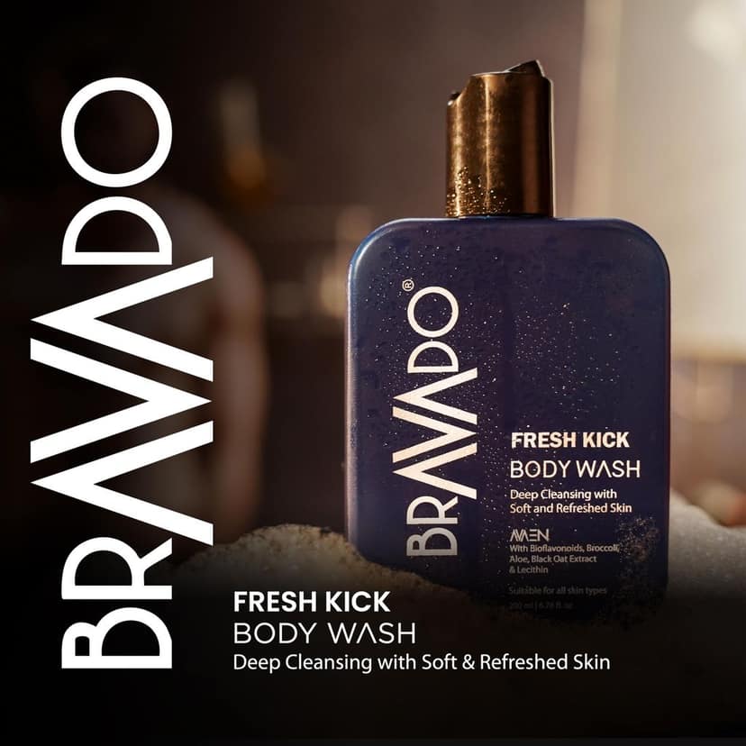 Bravado Everyday Essential Personal Care 6 In 1 Combo - Pack of - Reboot Facewash, Fresh Kick Bodywash, Hydra Soft Body Lotion, Radiance Day Cream, Illuminate Face Serum, Lip Balm Spearmint - 589g view 3