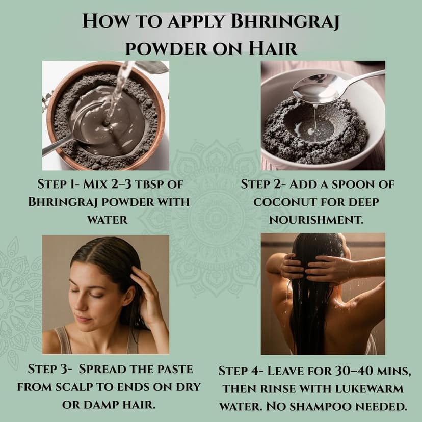 Atrika Bhringraj Powder for Hair Growth & Scalp Care | 100g | 100% Pure Eclipta Alba | Natural Herbal Hair Pack | Controls Hair Fall | Chemical-Free | Ayurvedic Hair Treatment view 3