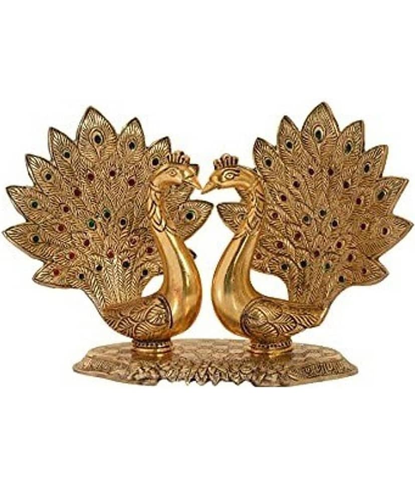 Fashion Bizz Pair Of Kissing Peacock Metal Decorative Showpiece - 17 cm