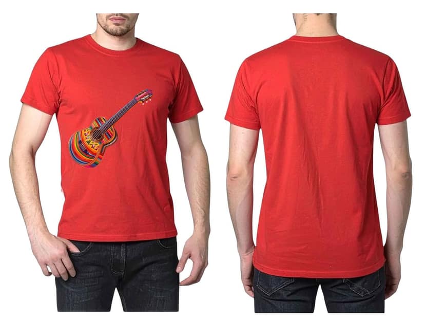 Trishoolin "Colorful Guitar" Music & Dance Theme T-Shirt | Design 70028MB | Cotton Regular Fit | Crew Neck / Round Neck Half Sleeve | Pack of 1 view 3