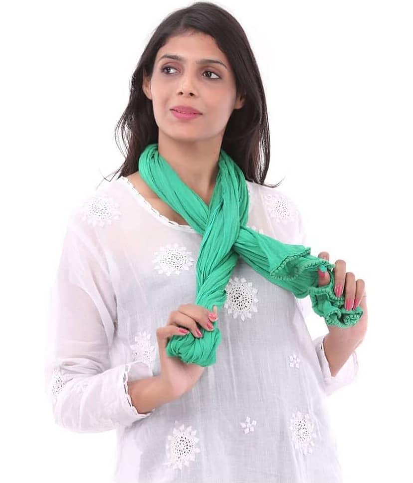 Apratim Green Chiffon Self Dupatta