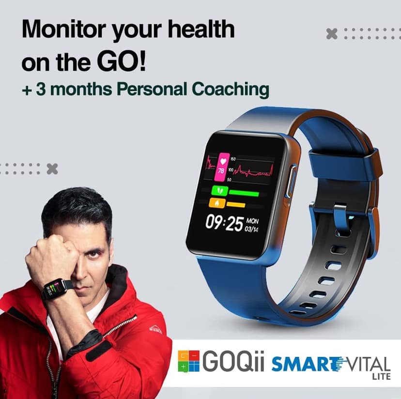GOQii Newly Launched Smart Vital Lite HD Display Smart Watch with 5 lakhs Health Insurance & 1 lakh Life Insurance with SpO2, & Free 12 Months Personal Coaching (Blue) view 7