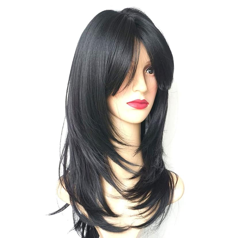 Akashkrishna Full Head Black Wig For Women Synthetic Hair 26" Long Curly Wavy Wigs for Women Middle Parting Hair Wig view 3