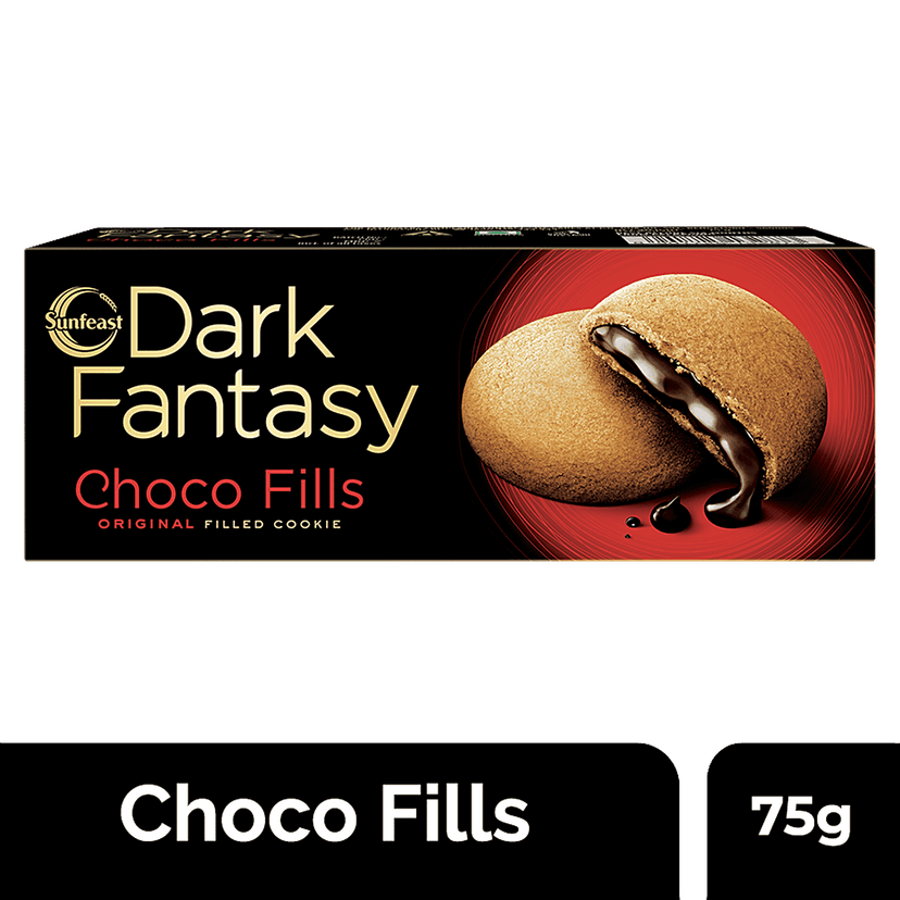 Sunfeast Dark Fantasy - Choco Fills, Original Filled Cookies With Choco Creme, 75 G Pouch