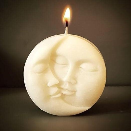 CD Craft White Sun and Moon Shaped Candles || Spell candle used for ritual by spell casters