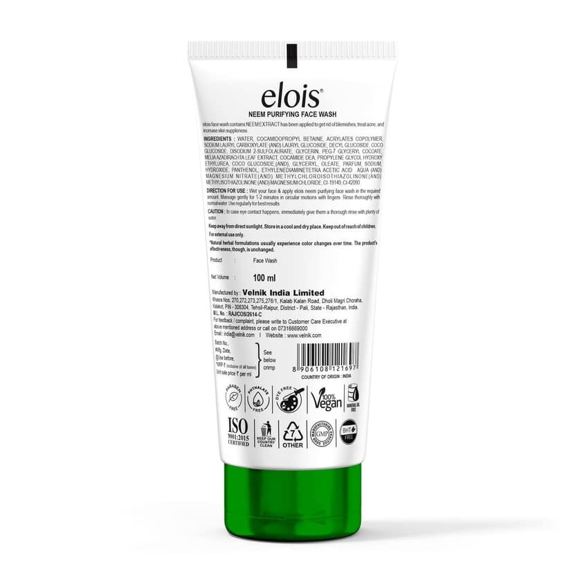 Elois Neem Purifying Face Wash Deep nourishment and Hydration for Radiant Skin Naturally, Remove Excess Oil, For Men & Women 100gm view 3