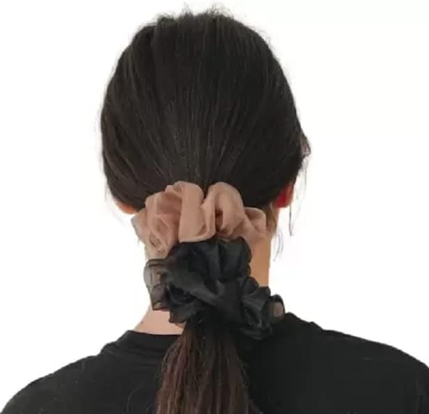 Elecsera Pure Silk Scrunchies Hair Tie Elastic Large Hair Bands Set of 12 pcs Rubber Band (Multicolor) view 4