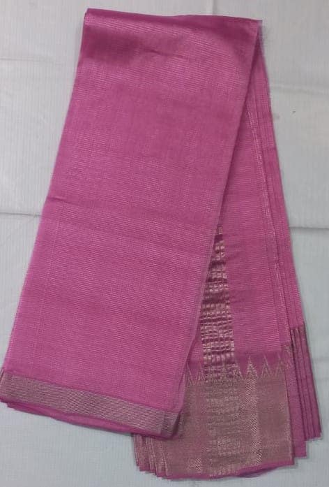 Pink Saree With Silver Zari Border view 3