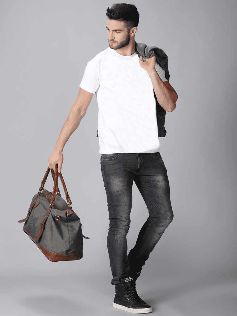 Cotton White Plain Round neck T-Shirt view 4