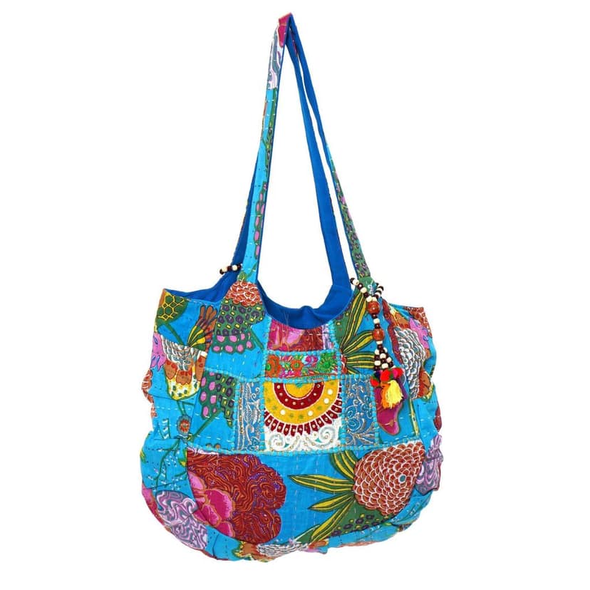Rajasthani Embroidered Shoulder Bag, Pure Cotton Shoulder Bag With Handmade Beautiful Patchwork view 7