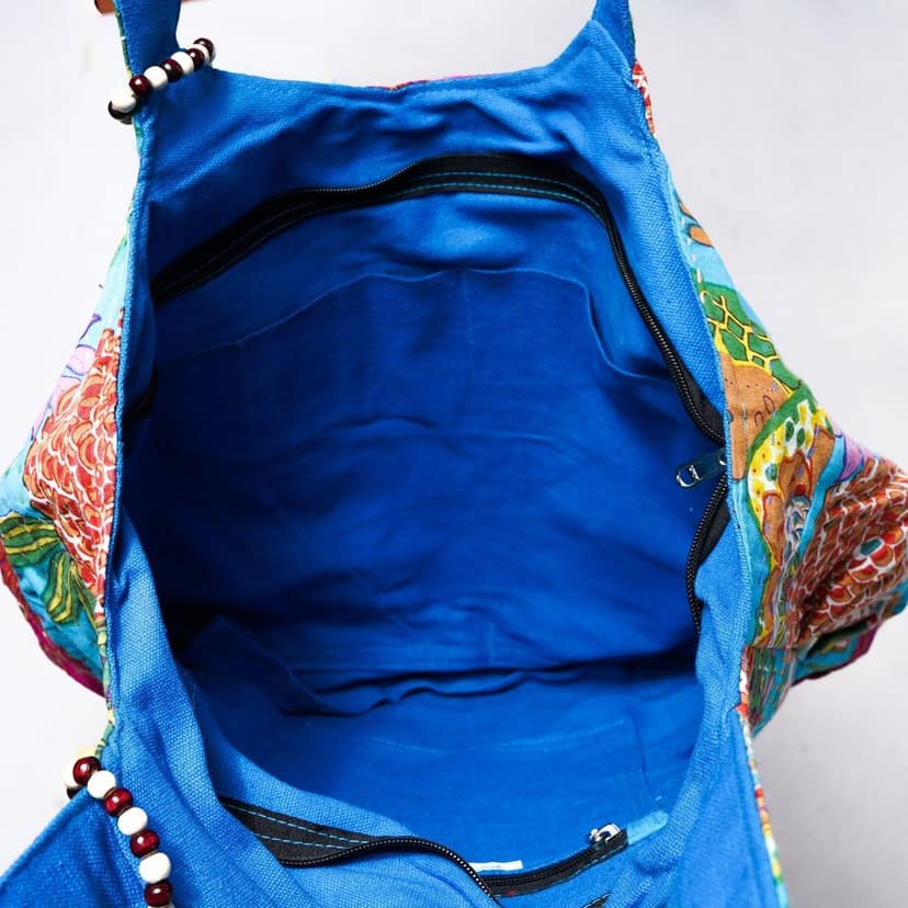 Rajasthani Embroidered Shoulder Bag, Pure Cotton Shoulder Bag With Handmade Beautiful Patchwork view 8