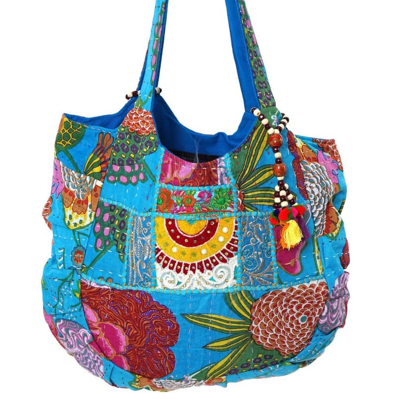 Rajasthani Embroidered Shoulder Bag, Pure Cotton Shoulder Bag With Handmade Beautiful Patchwork view 9