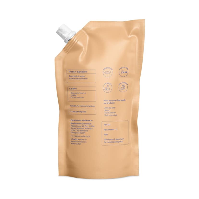 FromVeads Natural Fabric Softener | Softer Clothes with its Natural Frangrance | Plant Based, Non-Toxic, Eco-Friendly, Organic, Herbal | Safe for Woolens & Baby Clothes - 1litres view 2