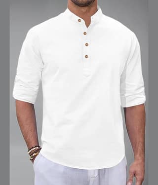 BHUVIKOO Cotton Blend Plain Shirt Style Kurta For Men ( Orange )