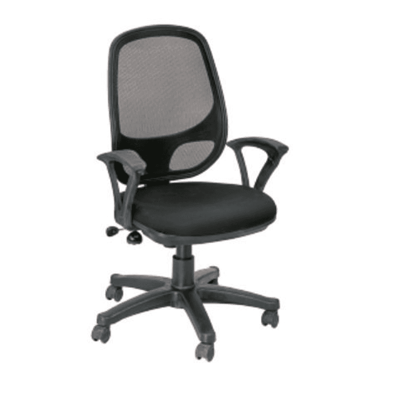 Set with Net - Back In Mesh, Fabric Seat, Fixed Arm, Nylon Base & Castor (CS-M09-MB)