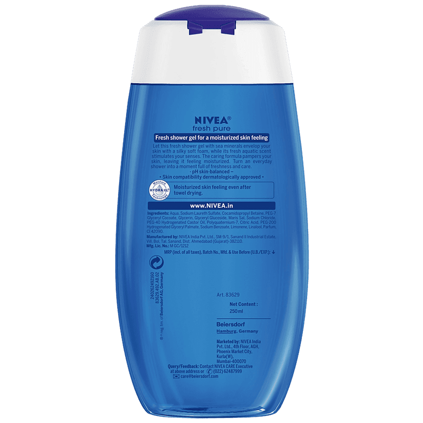 Nivea Fresh Pure Shower Gel - Sea Minerals & Aquatic Scent, Refreshing, Moisturising, 250 ml view 2