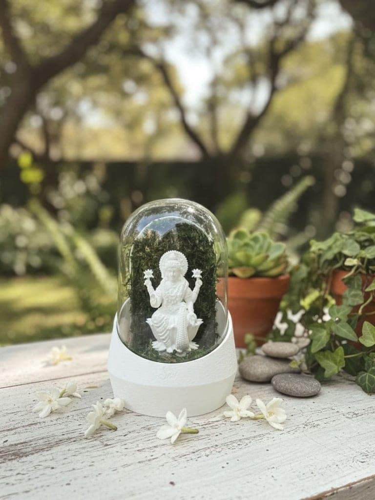 Lakshmi Idol Terrarium Globe with Moss - Prosperity & Home Decor view 2
