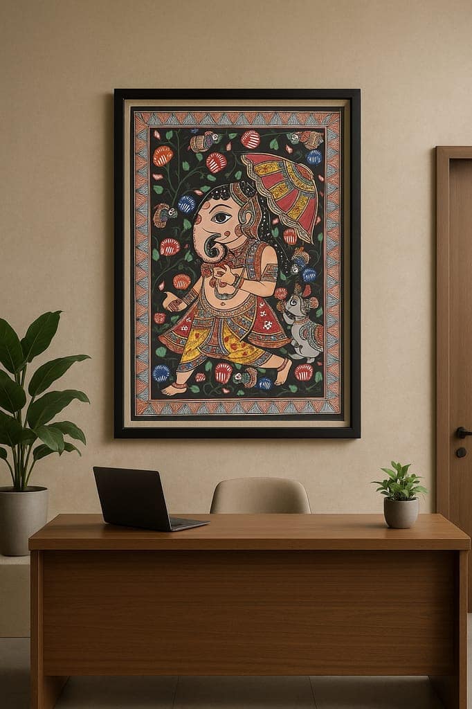 [Pack of 12]Handmade Madhubani Painting of Lord Ganesh view 2
