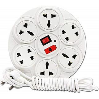 Black Apple 8 Socket Extension Board with 3 Meter Cable | Multi Plug Power Strip for Home & Office (White)