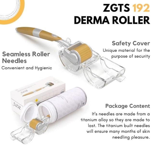 ZGTS 192 Needles Gold Plated Dermaroller with 0.50 mm Titanium Alloy Needles view 3