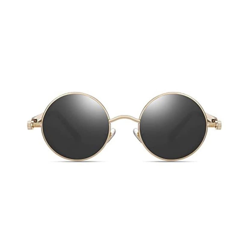 4Flaunt Disc Series UV Protected Steampunk Round Sunglasses For Men & Women (Gold-Black)- Pack of 1 view 2