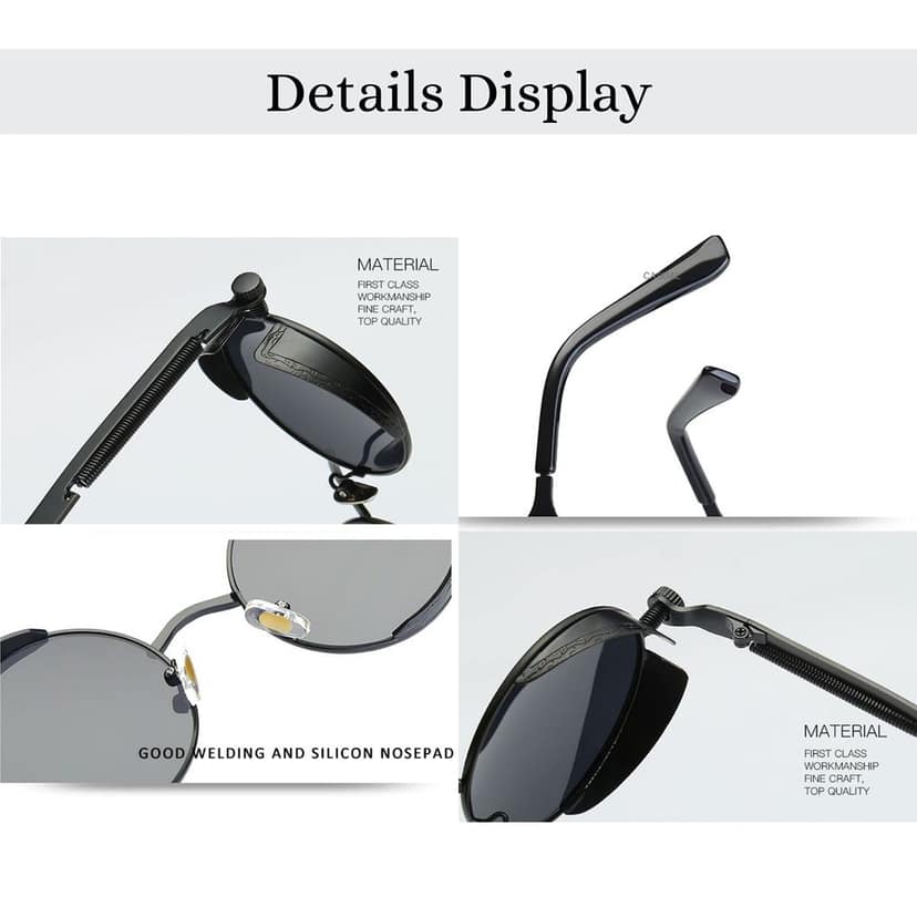 4Flaunt Disc Series UV Protected Steampunk Round Sunglasses For Men & Women (Gold-Black)- Pack of 1 view 5
