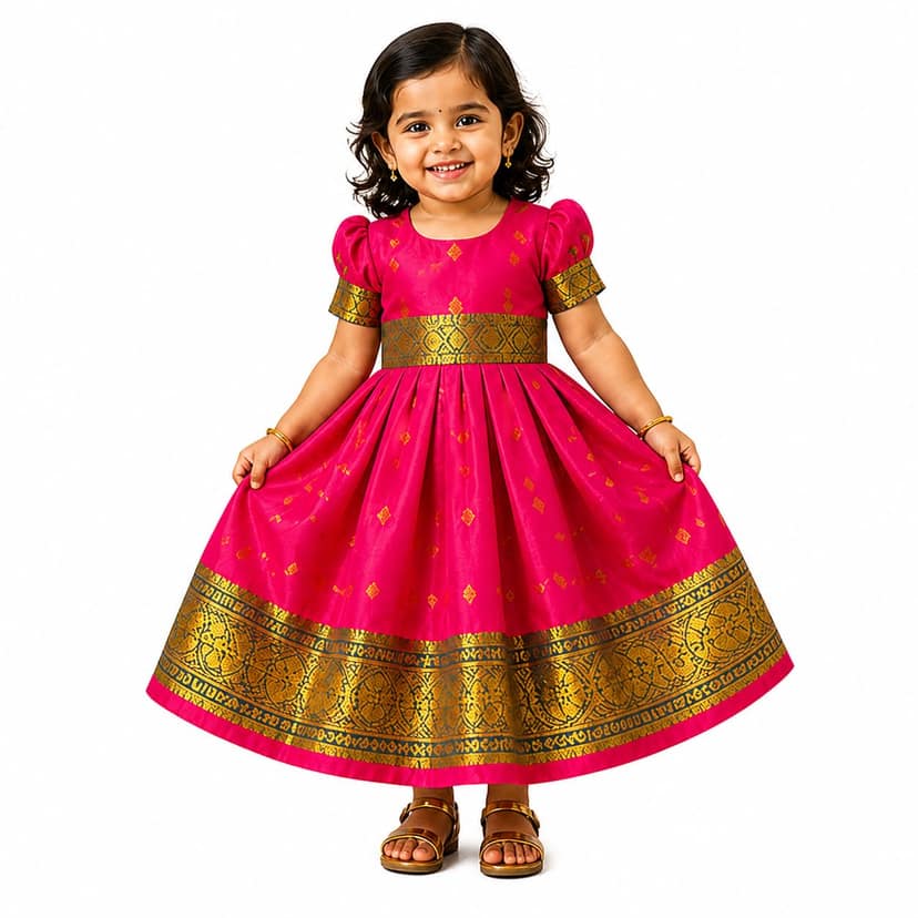 LUSTER Baby-Girls Knee Length Silk Satin Frock (Month 0-6, 6-12, 12-18) (6-12 Months, Pink)