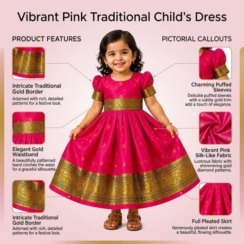 LUSTER Baby-Girls Knee Length Silk Satin Frock (Month 0-6, 6-12, 12-18) (6-12 Months, Pink) view 4