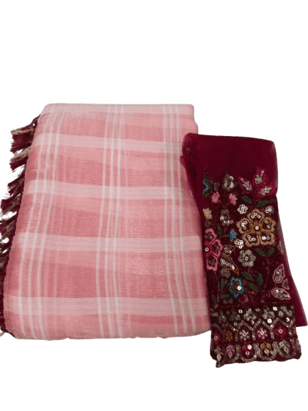 Blouse piece with gaji silk cotton running material 5.5 meters with combined blouse view 3