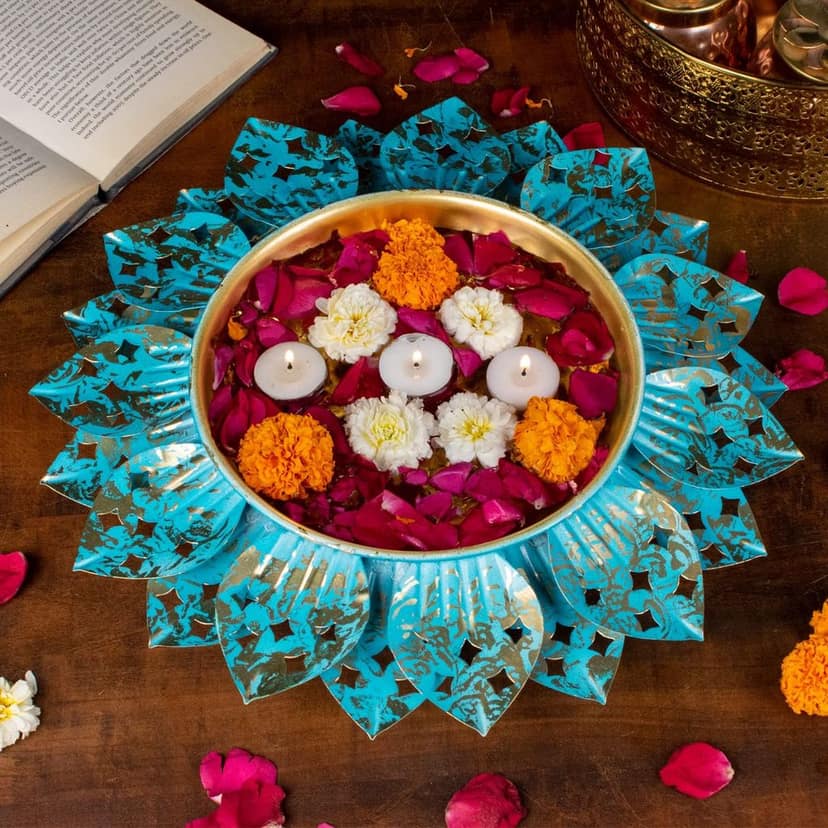 Craftlayout Decorative Festive Bowl, Blue 14.5 Inch