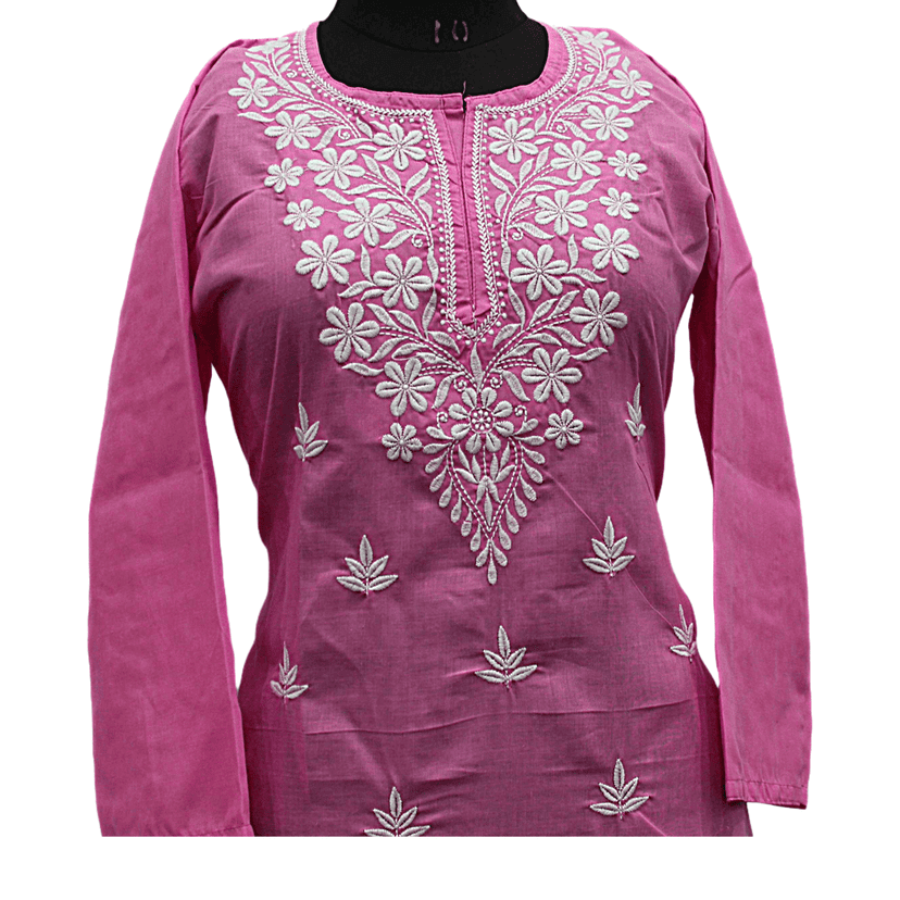 Chikankari Kurta Pink view 2