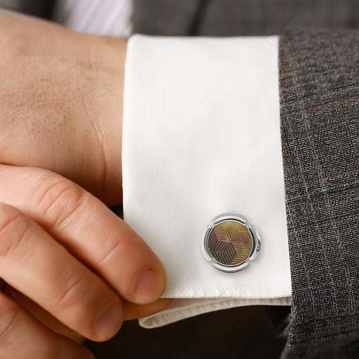 Silver Aurora Pearl (MOP) Limited Edition Cufflinks view 2
