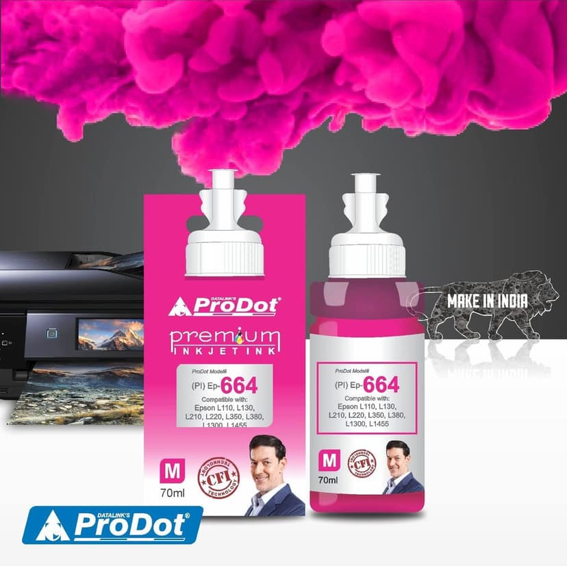 ProDot Ep-664 Inkjet Ink Refill Compatible with Epson L100, L130, L210, L220, L300, L310, L350, L355, L360, L380, L485, L565, L655, L1300, L1455 Ink Tank Printers view 2