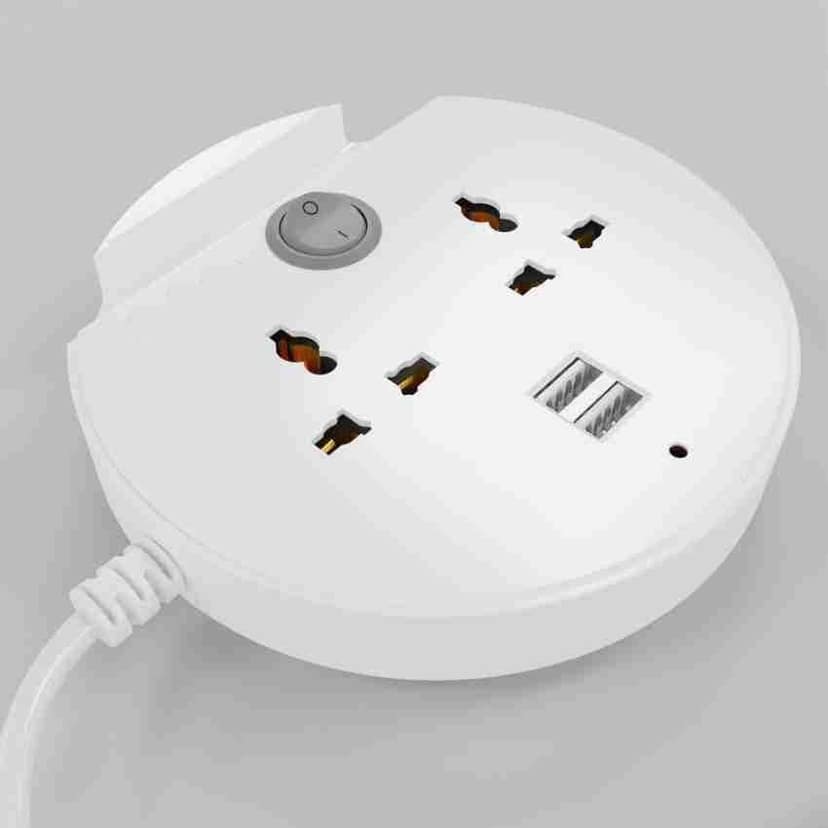 4 Socket Extension Boards (White, 2 m, with USB Port) view 2