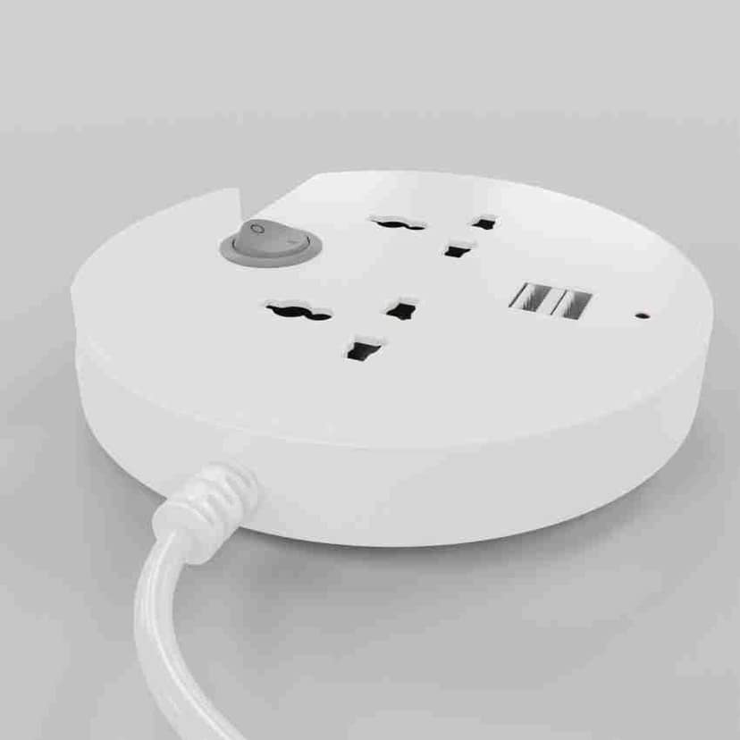 4 Socket Extension Boards (White, 2 m, with USB Port) view 4