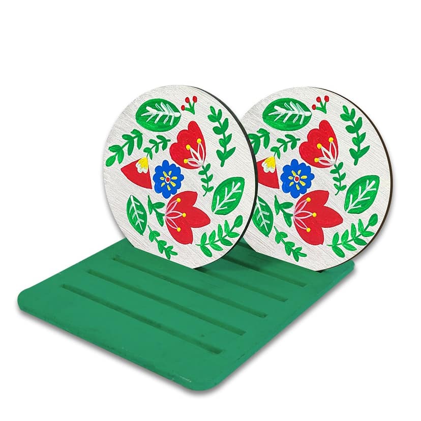 Scandinavian Art on Round Coasters with Stand DIY Kit by Penkraft