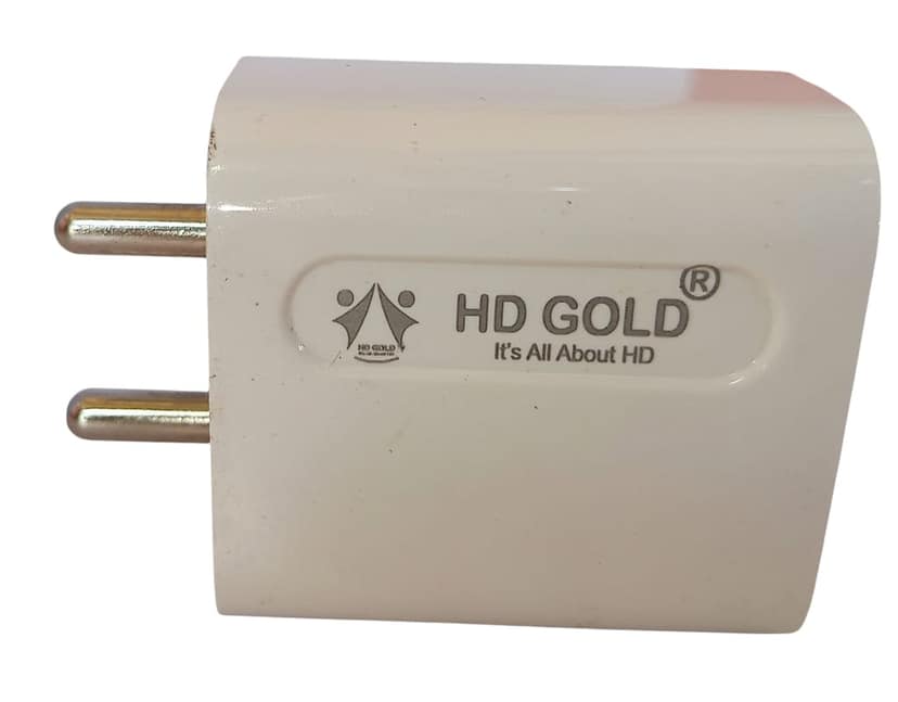 HD Gold 2-Port USB Wall Charger with cable, 2.4A Output, White and Orange view 2