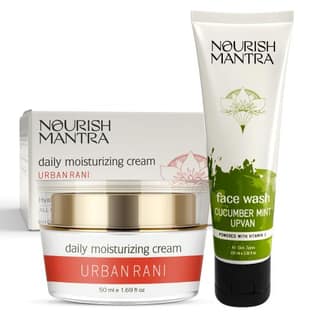 Cucumber Mint Upavan Face Wash (100ml) & Urban Rani Daily Moisturizing Cream (50ml)/Face Wash-Vitamin C Cucumber & Niacinamide/Face Cream-Hyaluronic Acid Niacinamide & Sea Buckthorn/All Ski