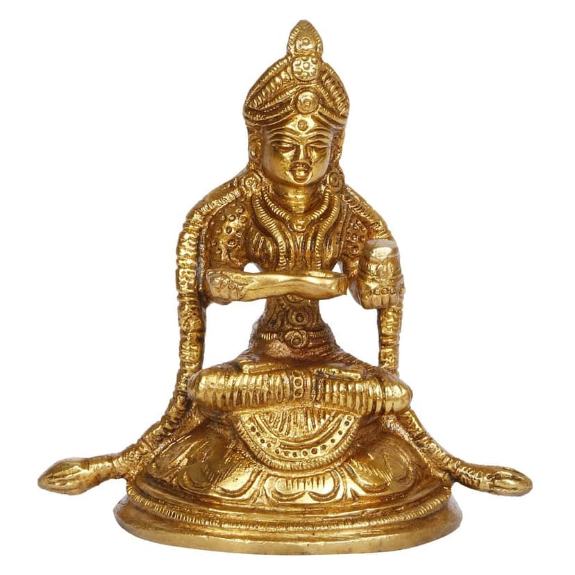 ARTVARKO Brass Annapurna Devi Idol Goddess of Food Anapurna Devi Murti Statue Height 4 Inches view 2