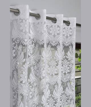 Homefab India Solid Sheer Eyelet Curtain 9 ft ( Pack of 1 ) - White