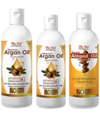 The Nile Argan Oil 150 ML + Argan Oil 100 ML + Almond Oil 100 Ml 350 mL Pack of 3