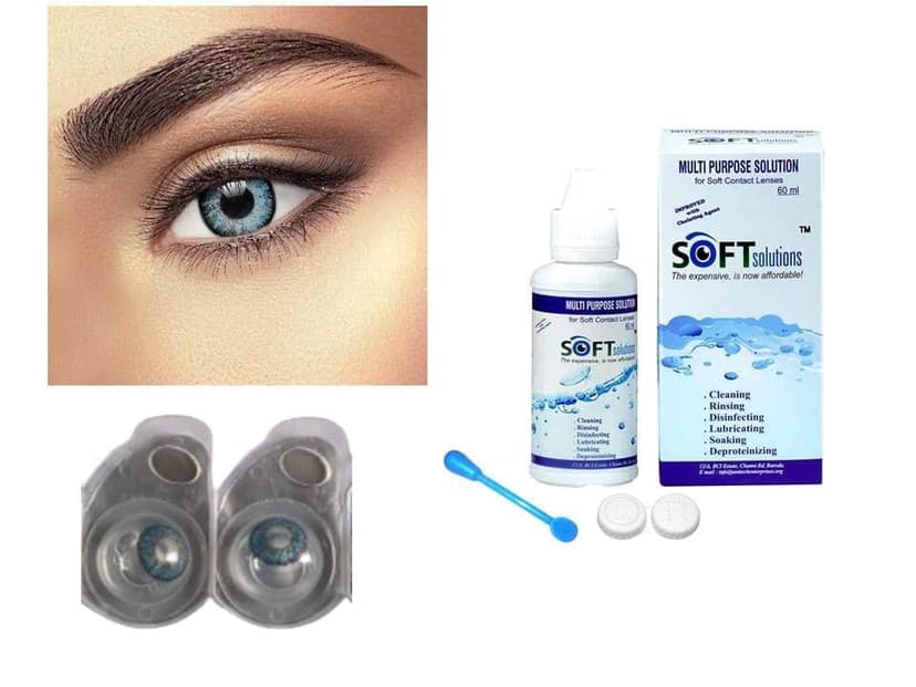 Dark Blue Tropical 1 Pair of Monthly Color Contact Lens with Case, Lens Holder and 60 ML Solution view 2