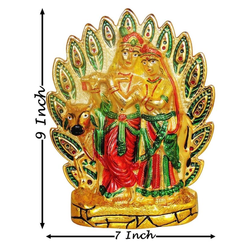 Aluminium Wall Hanging Radha Krishna Meena Work Showpiece, Height : 9 Inch (ASMAS451 M) view 2
